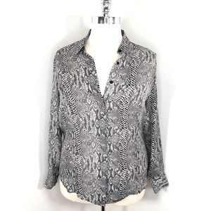 INC 14W 100 silk animal print button down blouse